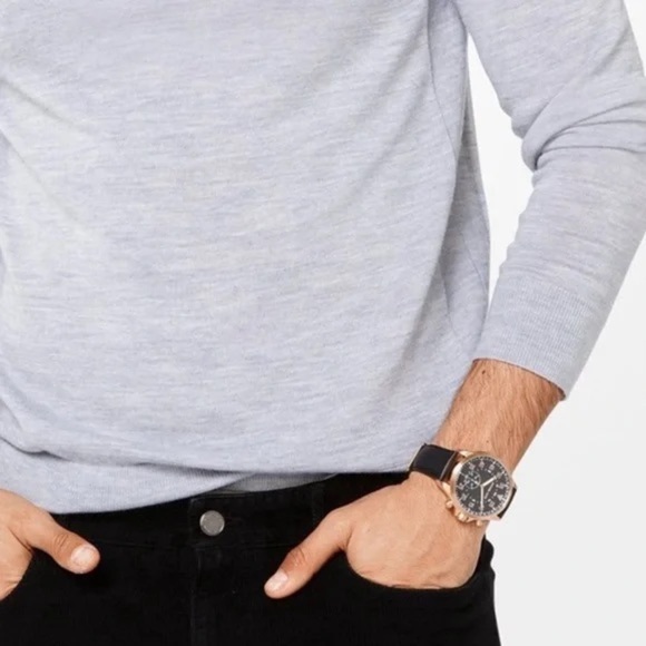 MICHAEL KORS • Black Leather Access Gage Rose Gold Hybrid Smart Watch - Picture 7 of 11